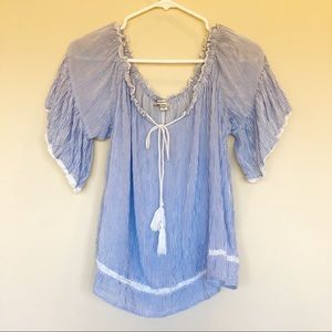 American Eagle off the shoulder striped blouse